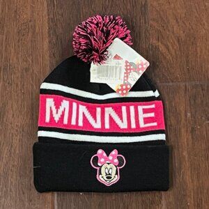 Disney Minnie Mouse Pink & Black Beanie with Pom Pom